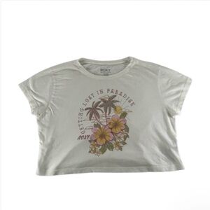 Roxy Child’s Cropped Graphic Tee Small Lost in Paradise Tropical Floral Top